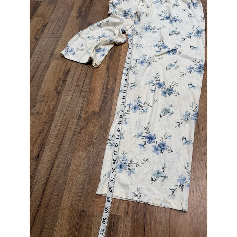 Lauren Ralph Lauren Floral Pajama Set Cotton Blue Ivory Women's L - Picture 10 of 11